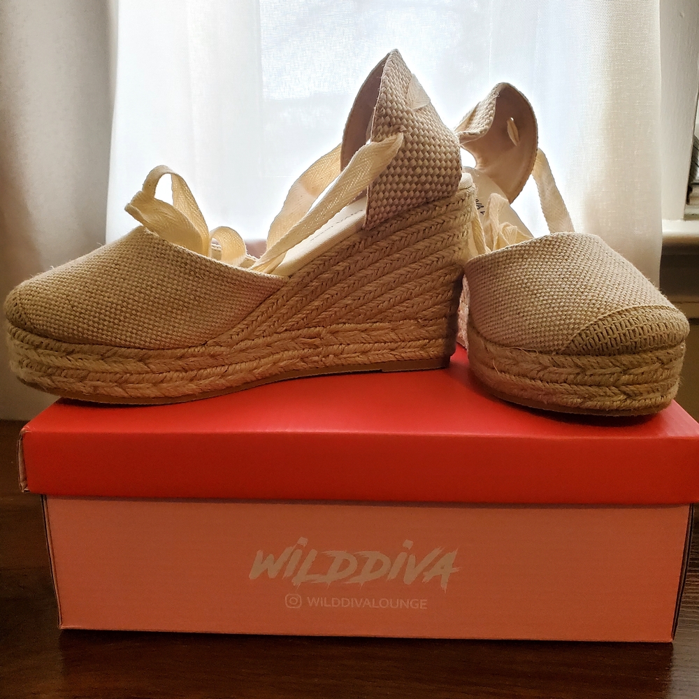 Wild Diva Tan Wedge Espadrilles